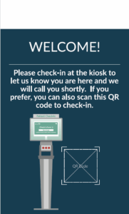 24x36 welcome kiosk and QR