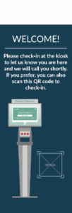24x70 welcome kiosk and QR